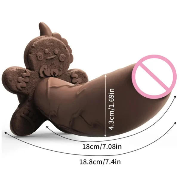 Ebony Monster Dildo Silicone Fantasy Colourful Cute Strapon Dildo - Gingerbread Man Suction Cup Anal Plug Sex Toys For Women - Image 5