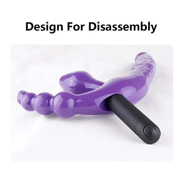 Strapless Strap-on Anal Dildo Vibrator - Lesbian 3 in 1 G-Spot Vibrator Vibrating Anal Beads Dildos Couple Sex Toy - Image 4