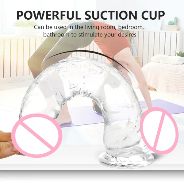 Huge Jelly Dildo Butt Plug - Strong Suction Cup Realistic Anal Dildo Adults Sex Toys for Woman Masturbation - Image 4