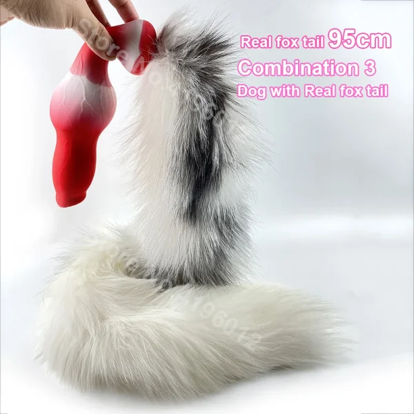 Dog Dildo Fox Tail Butt Plug - Cosplay Silicone Long Anal Monster Dildos Sex Toy for Women - Image 2