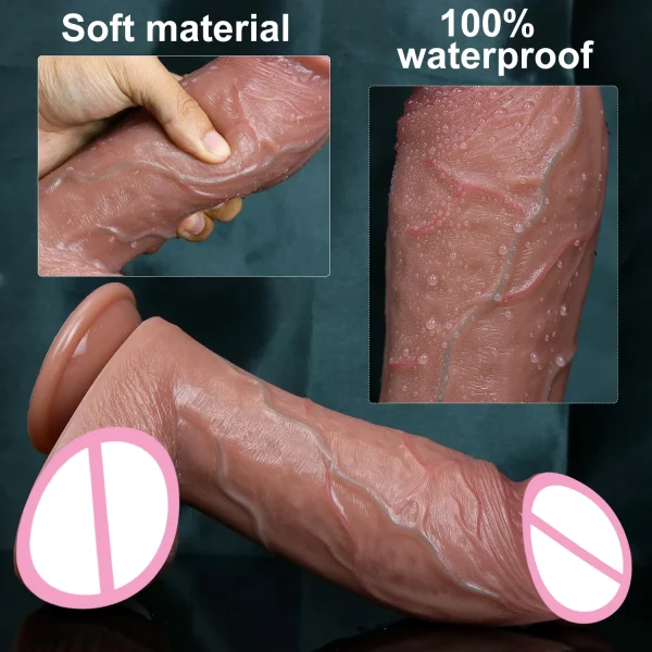Realistic Skin Sliding Thick Dildo Anal Sex Toy - Silicone Suction Cup Vaginal Masturbator Sex Shop - Image 3