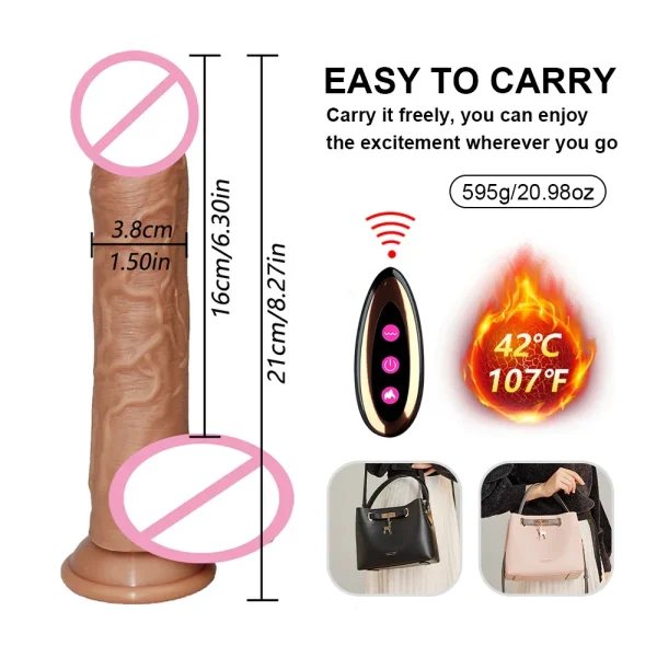 Thrusting Dildo Remote Control Sex Toy for Women - Heating Stroking Realistic Penis Female Masturbation - Image 6