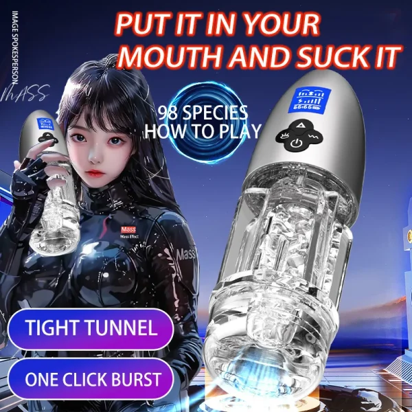 Vibrating Rotation Male Masturbator Sex Toy for Man - Oral Sucking LCD Display Electric Pocket Pussy Stroker - Image 2