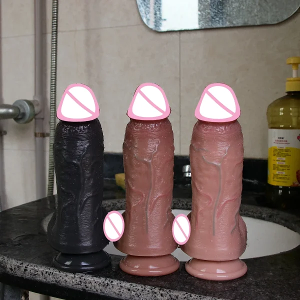 Realistic Skin Sliding Thick Dildo Anal Sex Toy - Silicone Suction Cup Vaginal Masturbator Sex Shop - Image 2