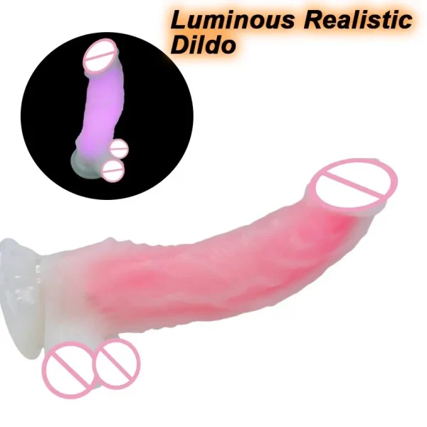 Luminous Anal Dildo Butt Plug Suction Cup Skin Sliding Penis - Silicone Dildos Sex Toy for Women Vagina Masturbation - Image 4