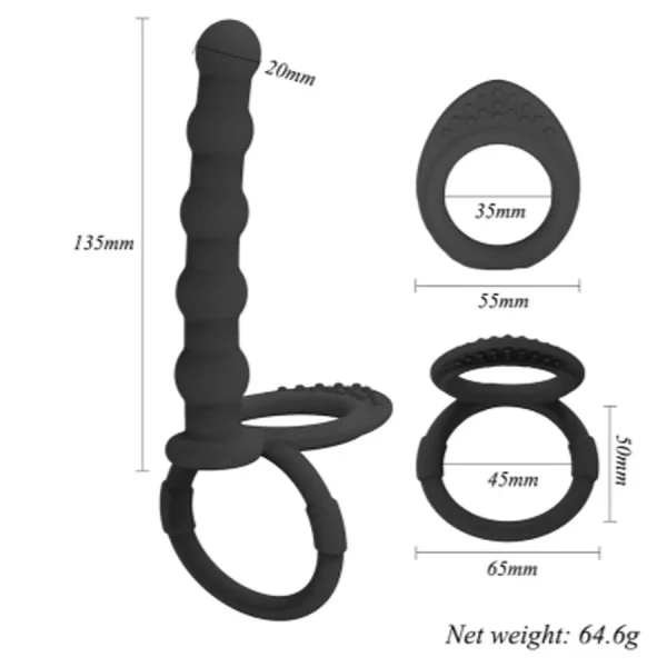 Double Anal Beads Vibrating Cock Ring G Spot Vibrator Clitoris Stimulator - Silicone Anal Sex Toys for Women  Buttplug - Image 3