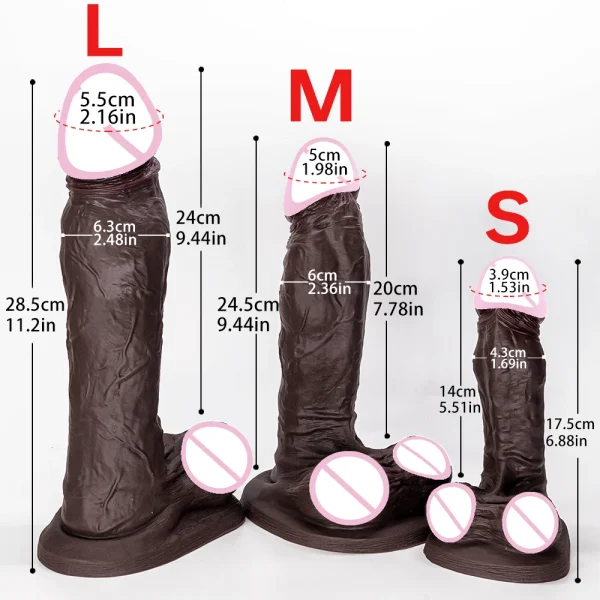 Big Black Dildos Large Butt Plug - Silicone Big Testicle Suction Cup Anal Sex Toy for Women - Image 2