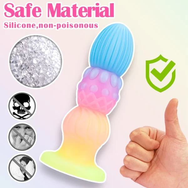 Colored Silicone Anal Dildo Butt Plug Prostate Massager - Glowing Anus Masturbators Suction Cup Adult Sex Toy for Man - Image 6