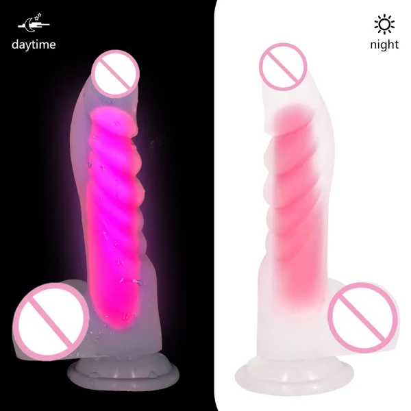 Realistic Pink Dildo Anal Butt Plug - Luminous Suction Cup Adult Toys G-spot Orgasm Penis Sex Toys For Woman - Image 5
