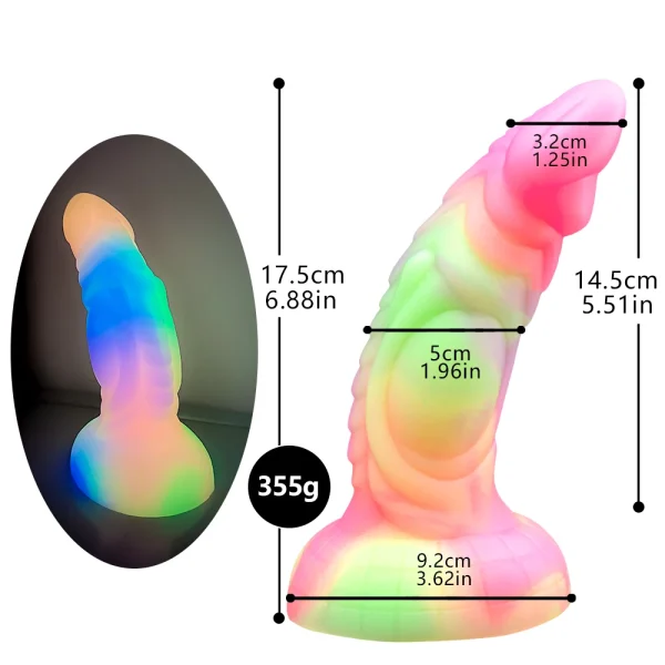 Luminous Anal Dildos Butt Plug - Colourful Glowing Huge Dragon Monster Dildo Suction Cup Sex Toys - Image 6
