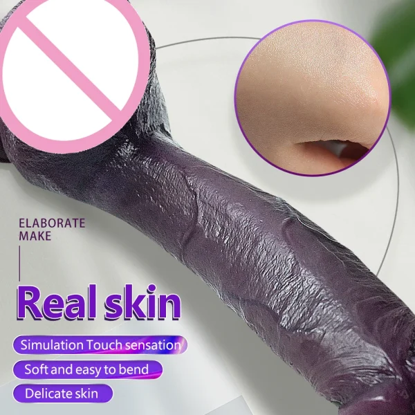 Black Dildo Realistic Anal Sex Toys for Women Men - 8.8 Inch Skin Sliding Penis Vaginal Masturbation - Image 2