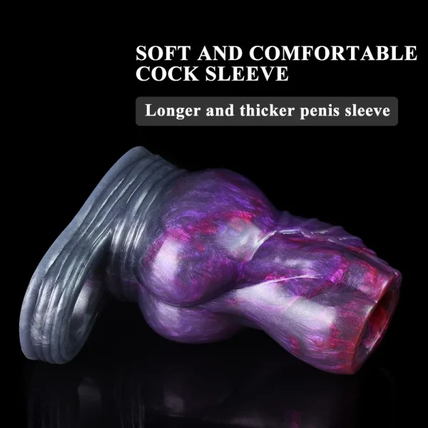 Big Knotted Penis Sleeve Male Sex Toy - Stretch Sheath Silicone Monsterdildo Cock Enlarger for Couple Sexual Wellness - Image 4