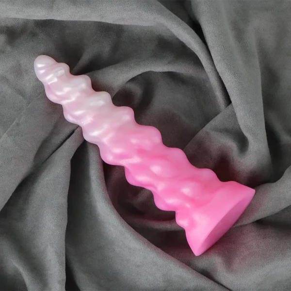Pink Spiral Anal Dildo Prostate Massager - Silicone Vaginas Masturbation Sex Toys for Women Lesbian Gift - Image 5