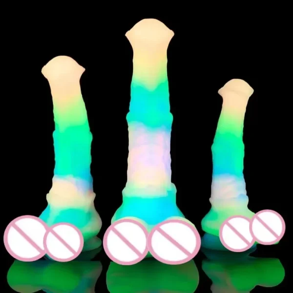 Night Glowing Horse Dildo Anal Sex Toy - Huge Animal Dildos Luminous Butt Plugs Masturbator - Image 2