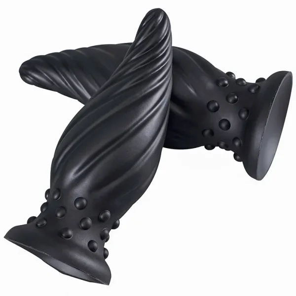 Big Anal Dilator Butt Plug - Fist Sprial Black Dildo Prostate Massager Women Masturbator - Image 4