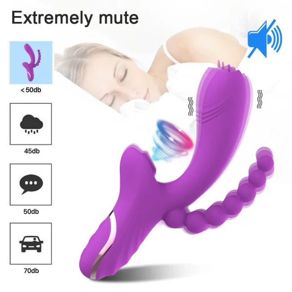 Vibrating Anal Dildo Clitoral Sucking Vibrator Anal Beads 3-in-1 Sex Toys for Women - Image 6