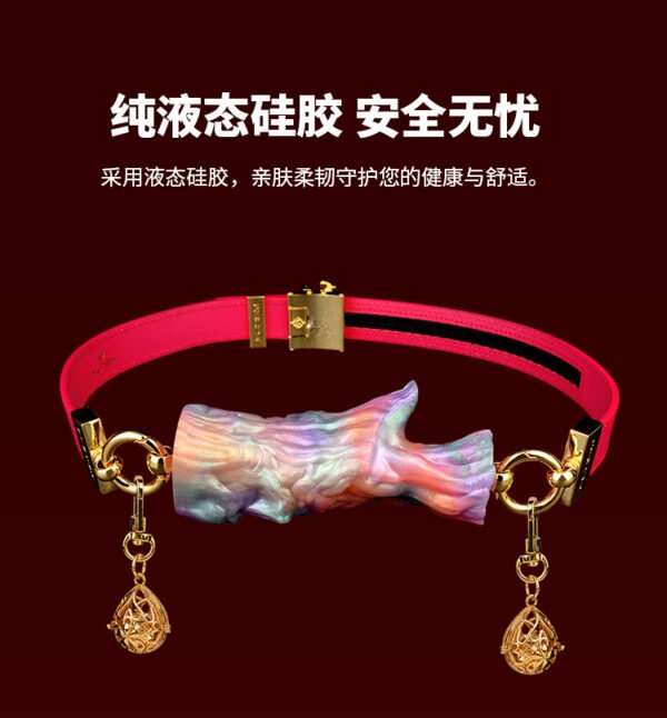 Root sealed bell shaped plug - leather mouth restraint device with bell and zipper, equipped with forest core silicone buckle - Image 6