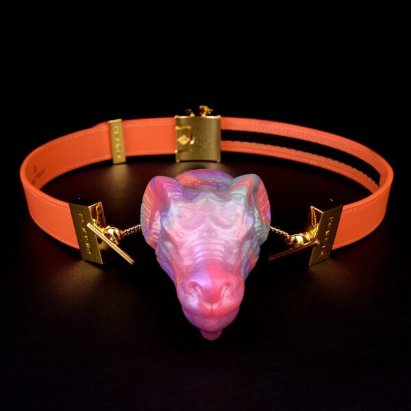 Neon Bell Gag with Orange Bondage Straps – BDSM Mouthpiece