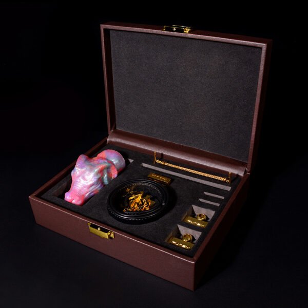 Neon Ram Gag – Ergonomic Mouth Plug with Black Leather Binding