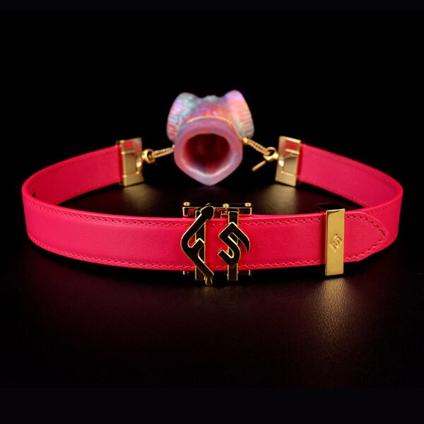 Red Leather Gag – Neon Silicone Mouthpiece for BDSM Play - Image 5