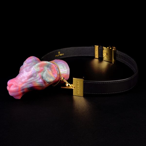 Neon Ram Gag – Ergonomic Mouth Plug with Black Leather Binding - Image 4